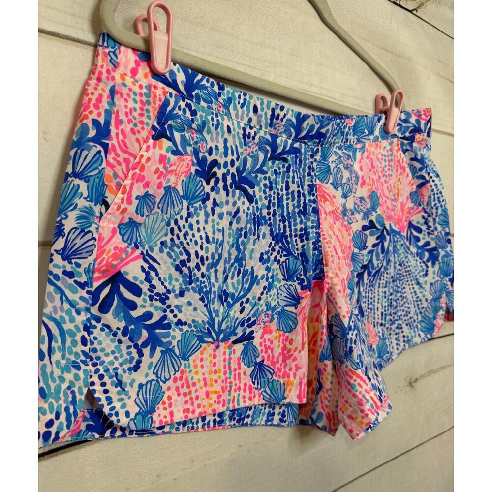 Lilly Pulitzer XL Shorts Stretchy Waist Coral Underwater Print Preppy Vibrant - Picture 6 of 6